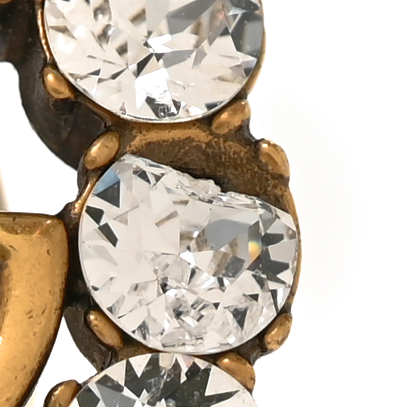 Gucci Metal Crystal Double G Ring 58 8.25 Aged Gold 5 of 6