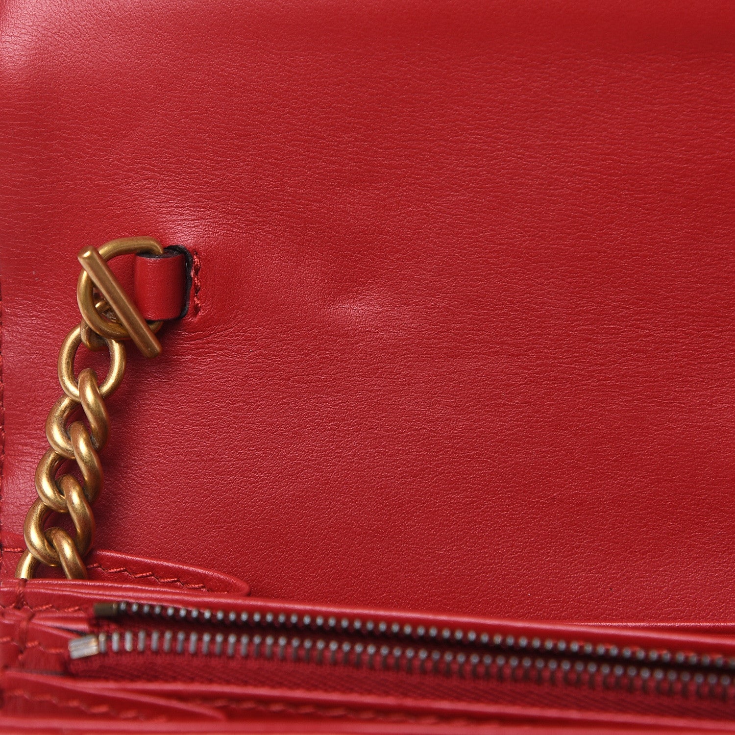 Gucci Calfskin Matelasse GG Marmont Chain Wallet Hibiscus Red 10 of 10