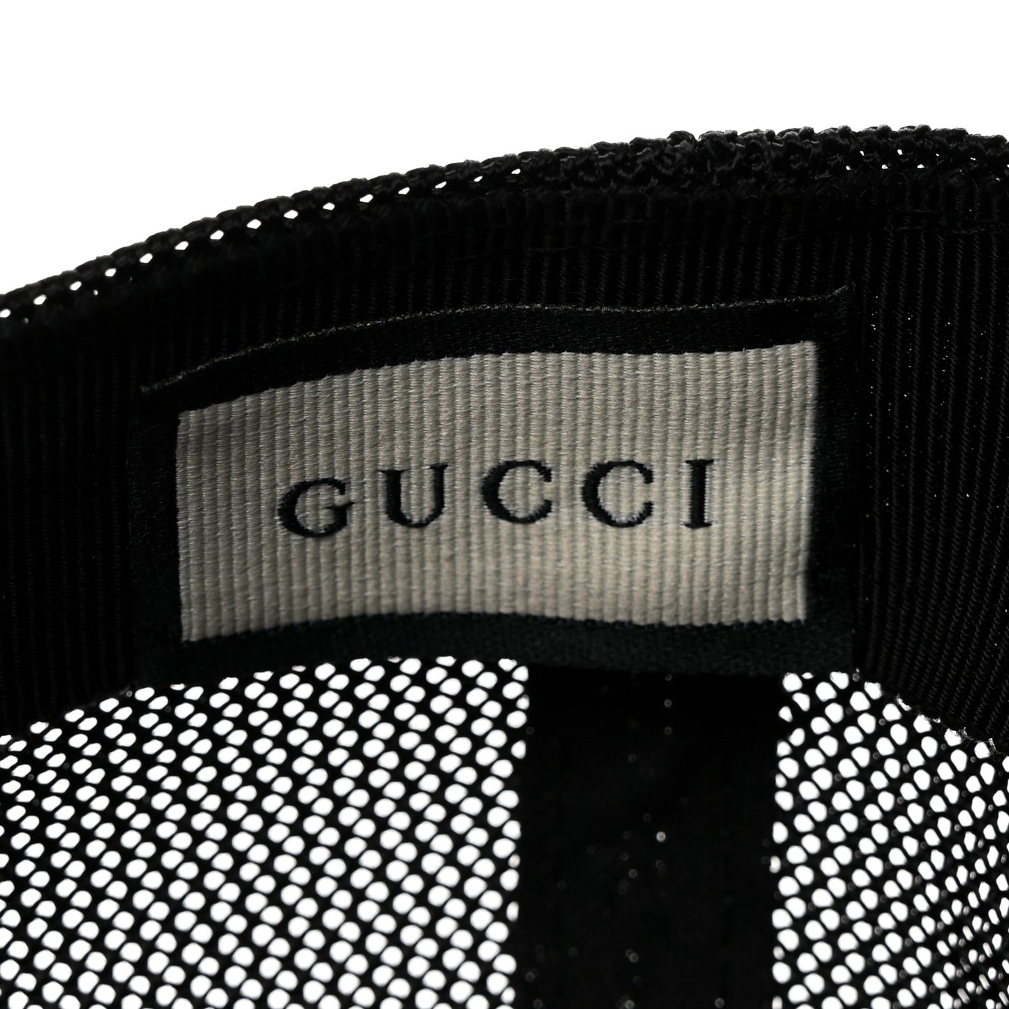Nylon Light Mesh Dollar Calfskin GG Monogram Baseball Hat M Black