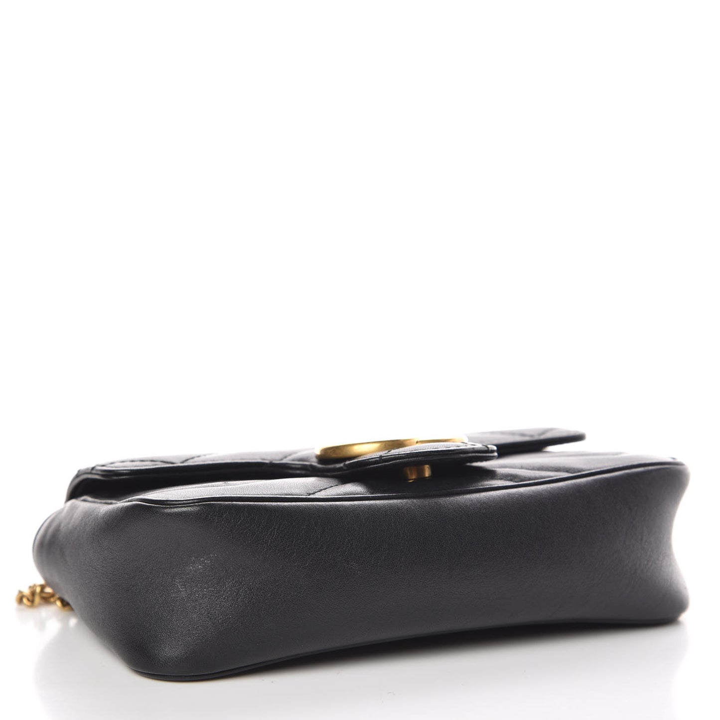 Calfskin Matelasse Super Mini GG Marmont Shoulder Bag Black