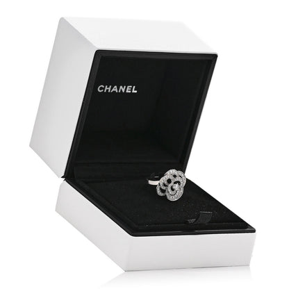 Chanel 18K White Gold Diamond Fil de Camelia Ring 48 4.5 7 of 7