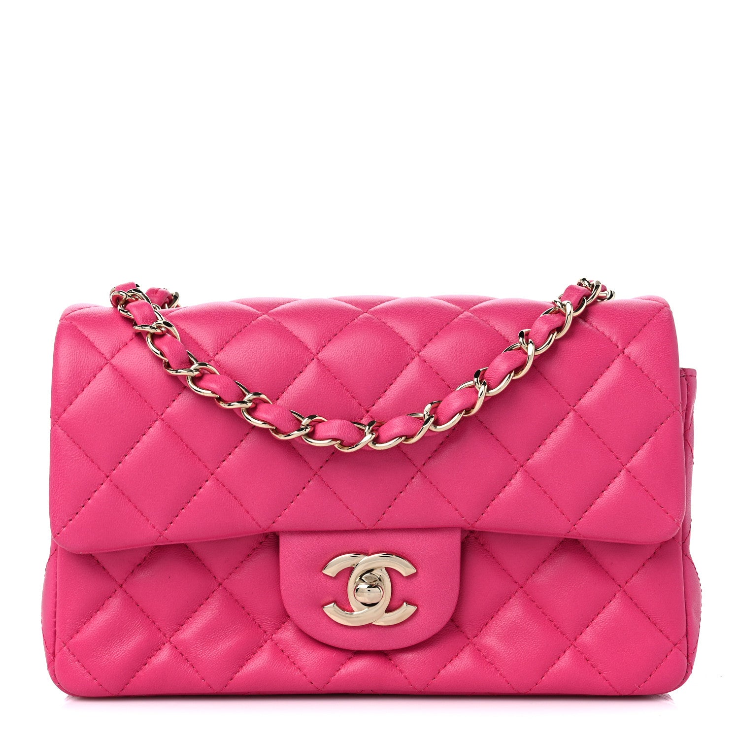 Chanel Lambskin Quilted Mini Rectangular Flap Fuchsia 1 of 10