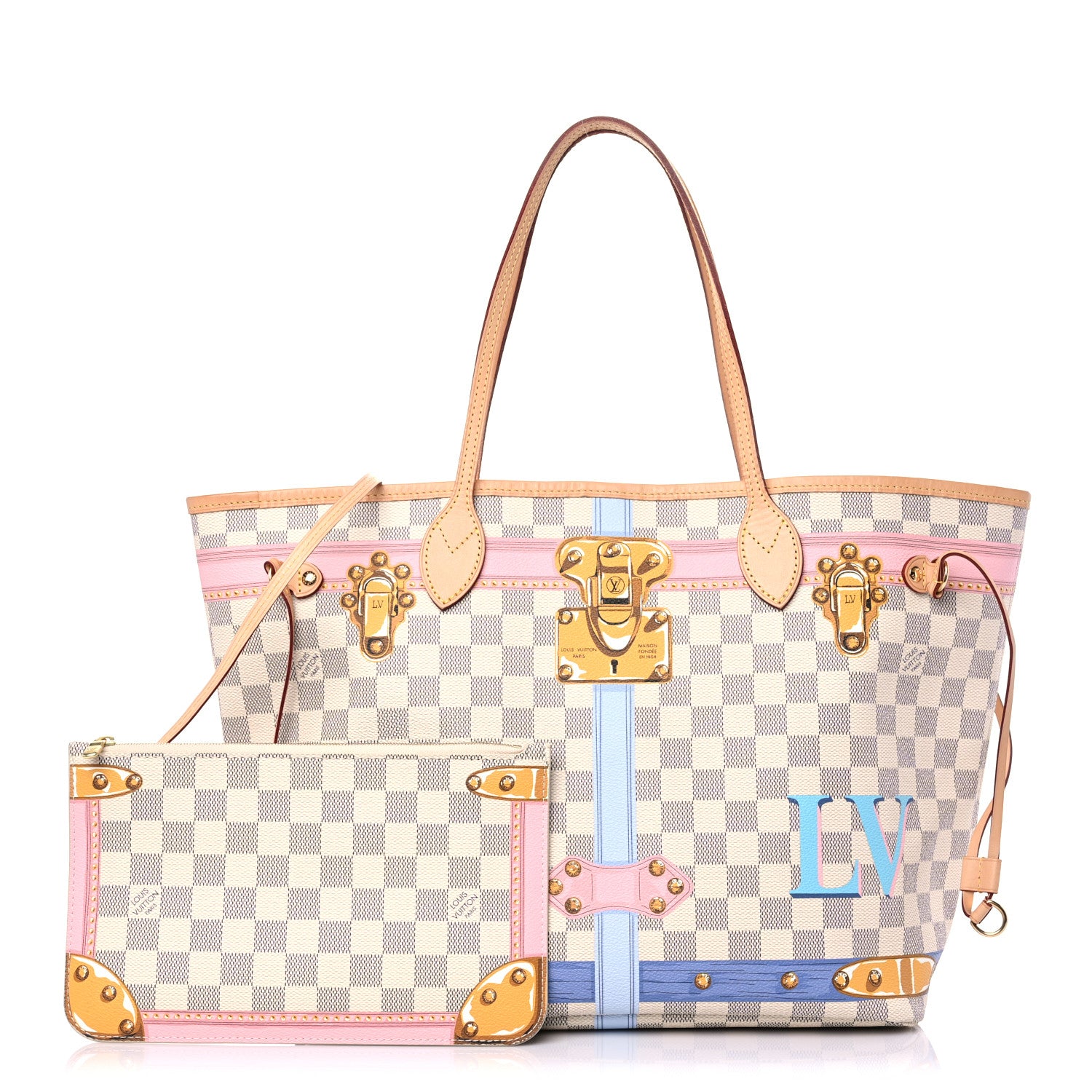Louis Vuitton Damier Azur Summer Trunks Neo Neverfull MM 1 of 10