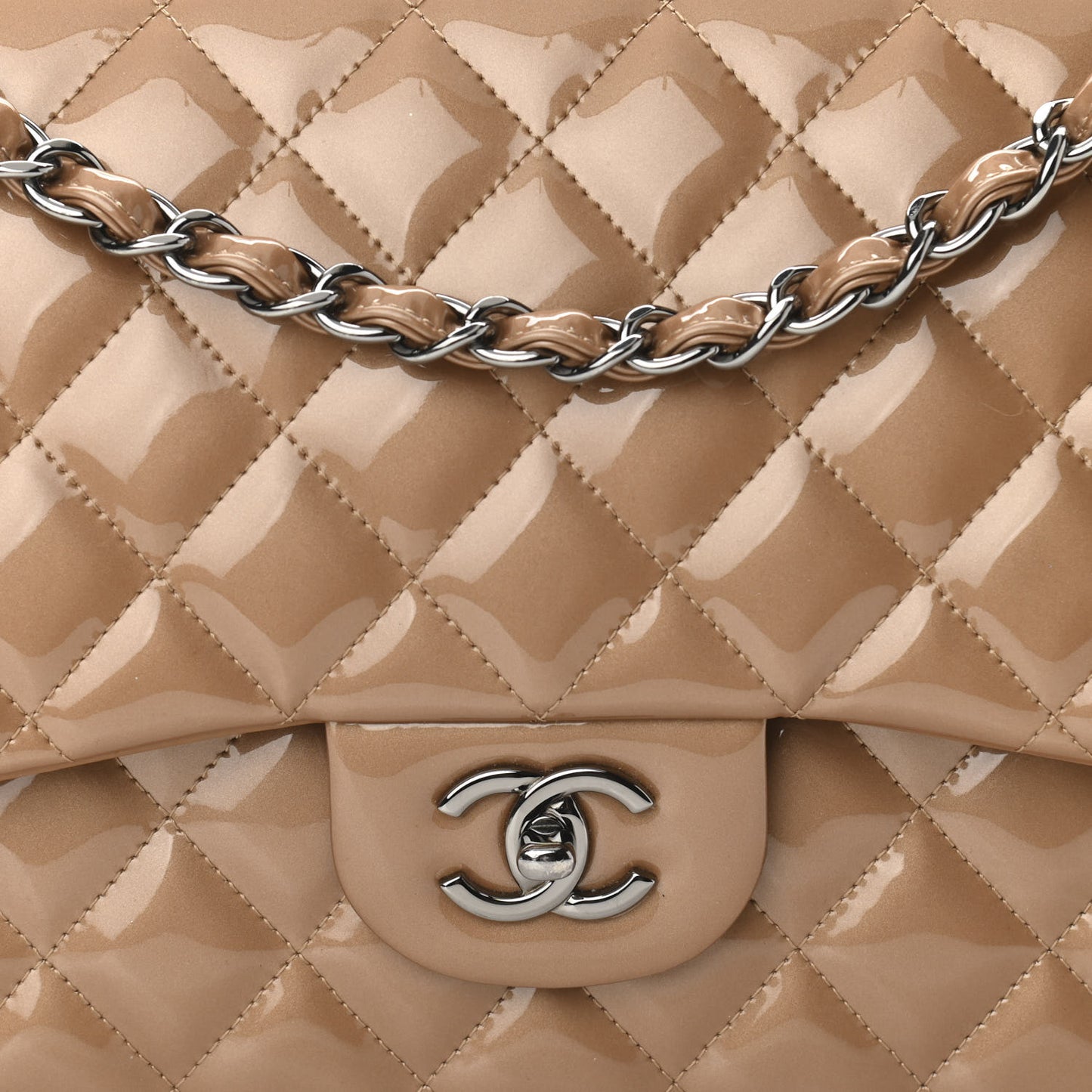 Patent Quilted Jumbo Double Flap Bronze