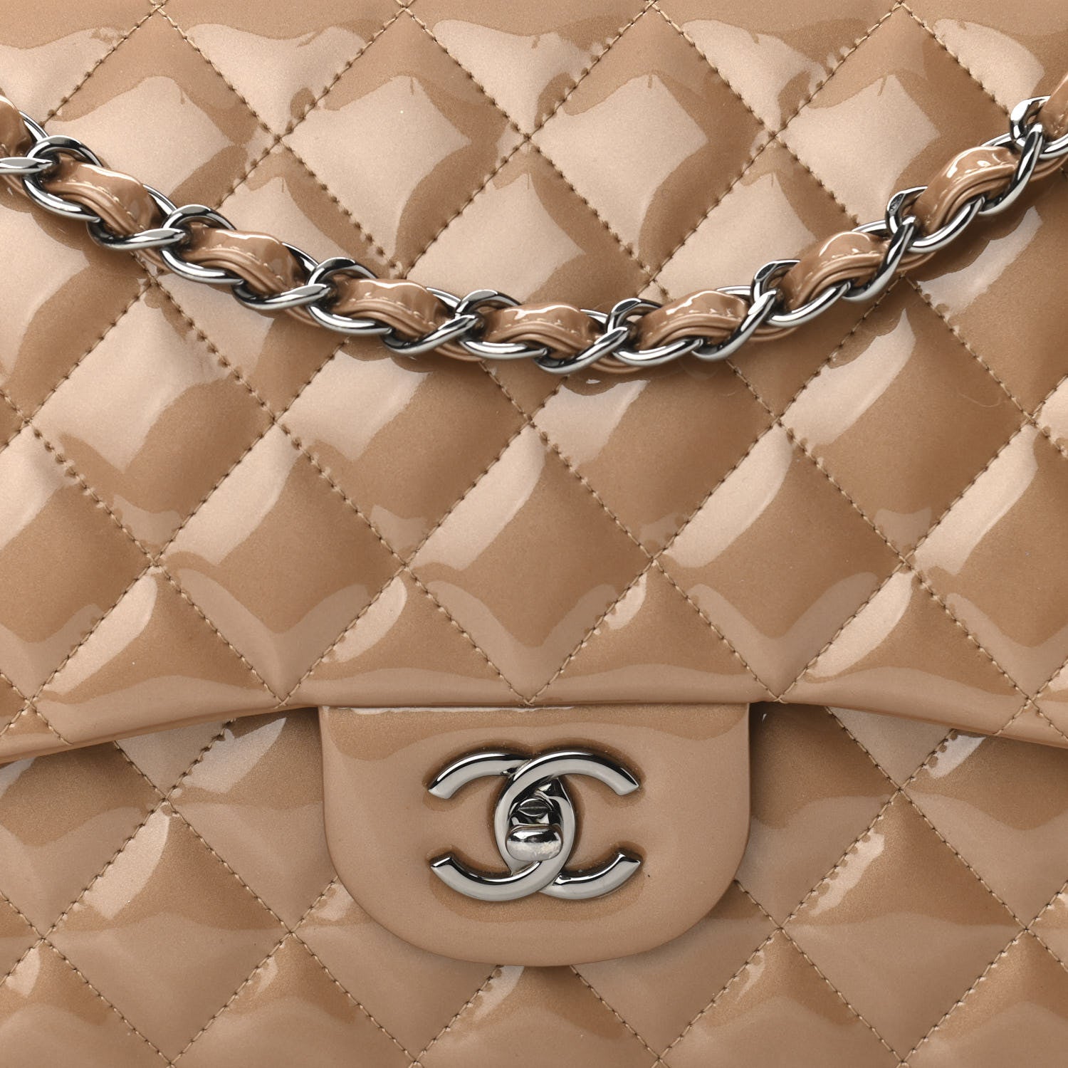 Chanel Patent Quilted Jumbo Double Flap Bronze 8 of 11