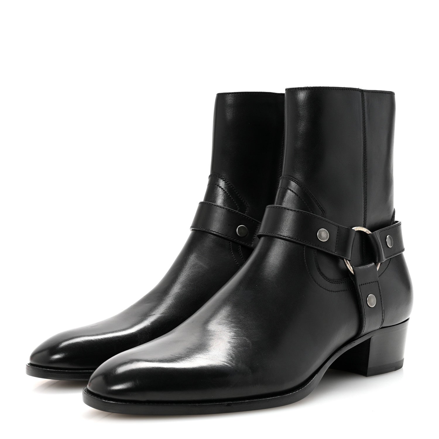 Saint Laurent Calfskin Mens Wyatt Marrakesh Harness Ankle Boots 44 Black 4 of 10