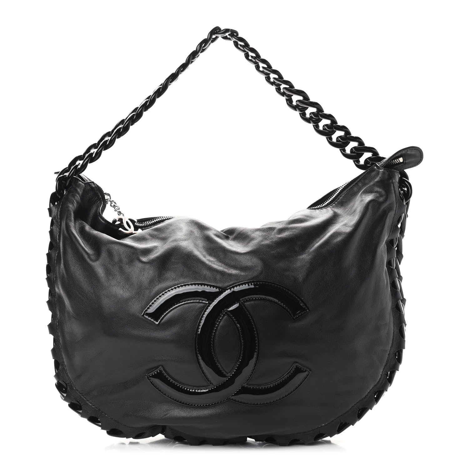 Chanel Calfskin Modern Chain Rhodoid Hobo Black 1 of 9