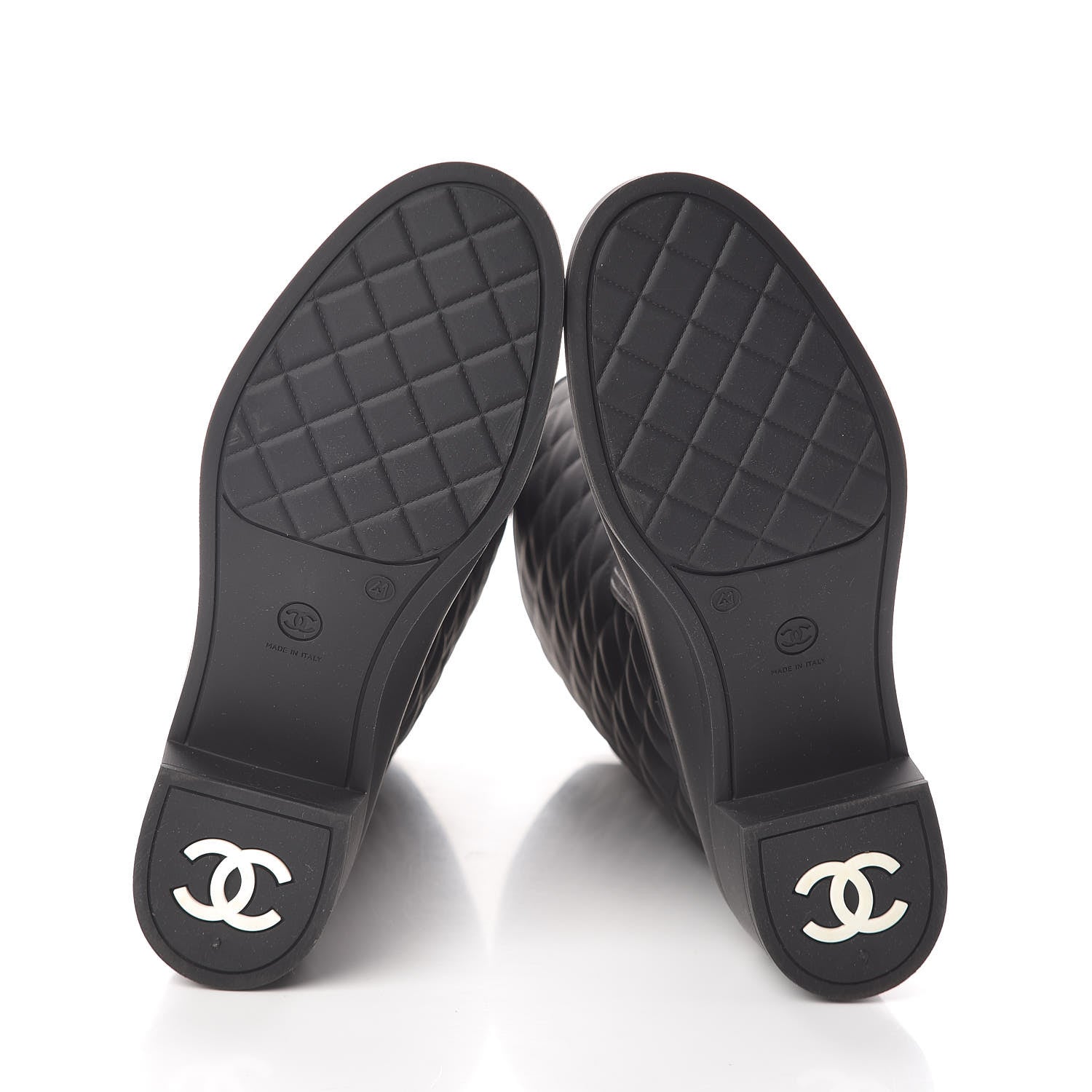 Chanel Rubber Quilted Rain Boots 41 Black 6 of 6