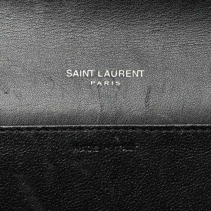 Saint Laurent Calfskin Crocodile Embossed Monogram Uptown Chain Wallet Black 5 of 10