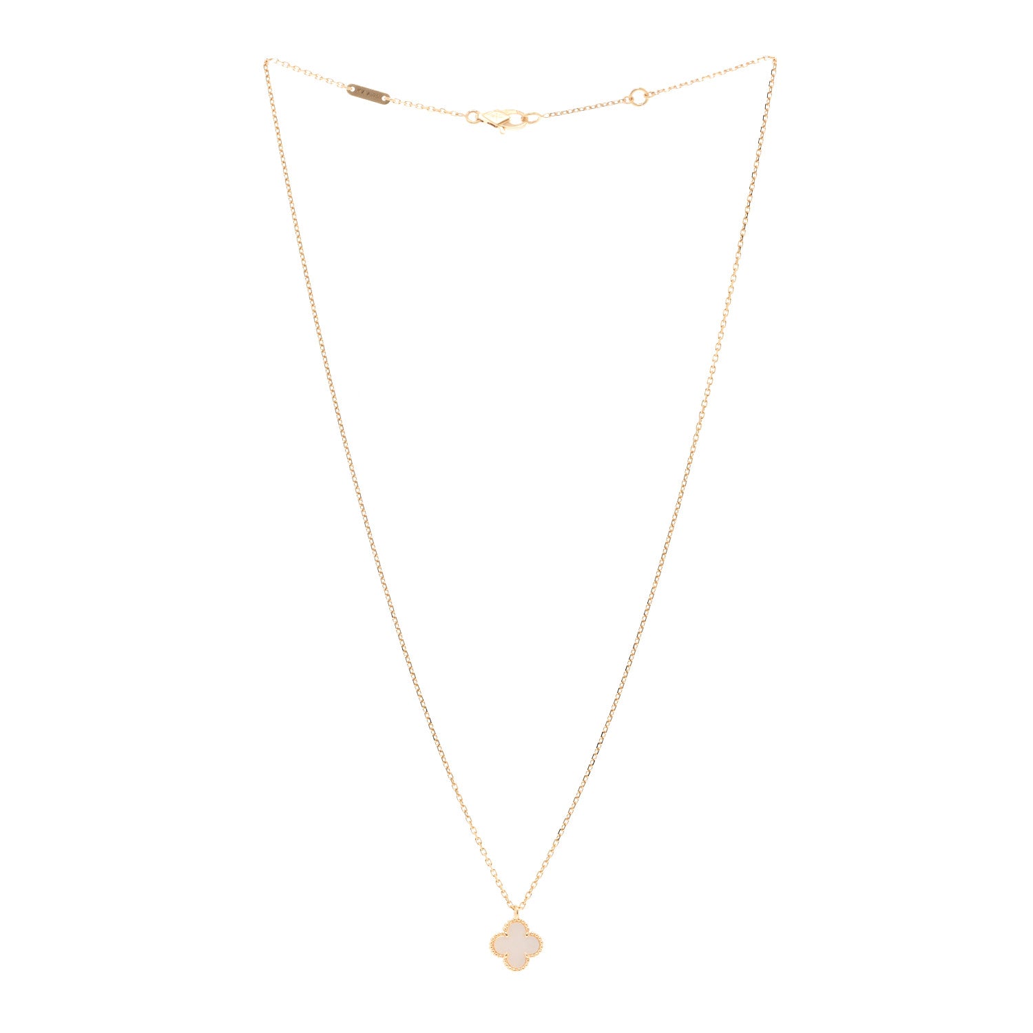 Van Cleef & Arpels 18K Yellow Gold Mother of Pearl Sweet Alhambra Pendant Necklace 3 of 5