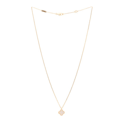 Van Cleef & Arpels 18K Yellow Gold Mother of Pearl Sweet Alhambra Pendant Necklace 3 of 5