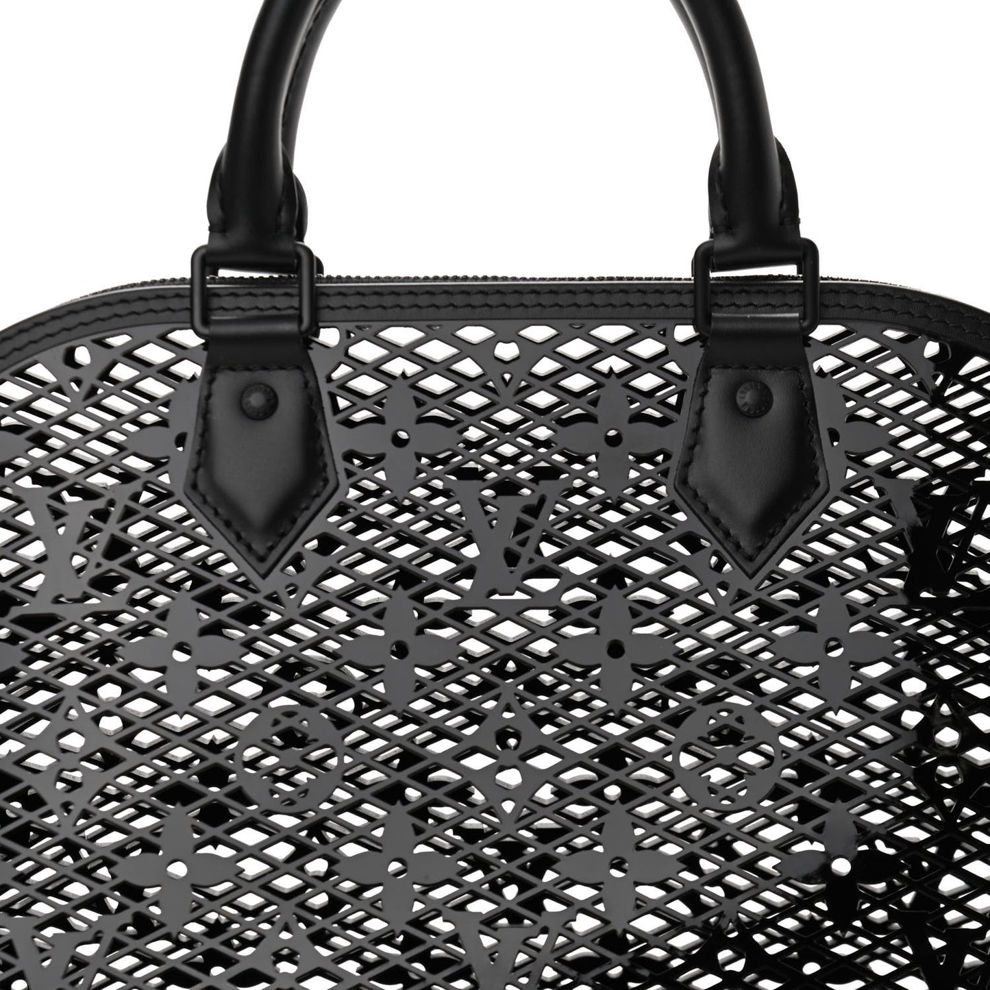 Patent Calfskin Laced Monogram Alma PM Black