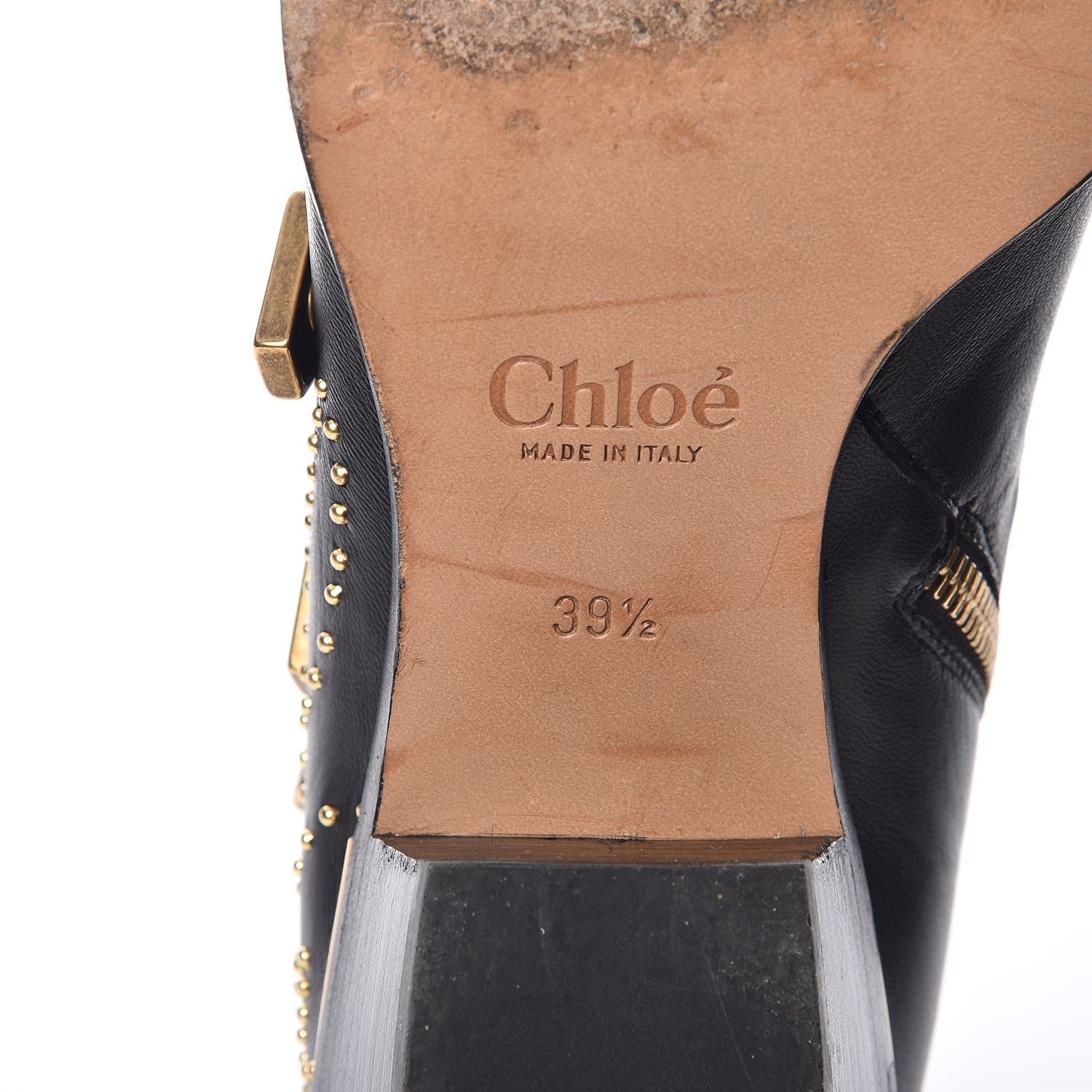 Chloe Nappa Sheepskin Studded Susanna Ankle Boots 39.5 Black Gold 8 of 12