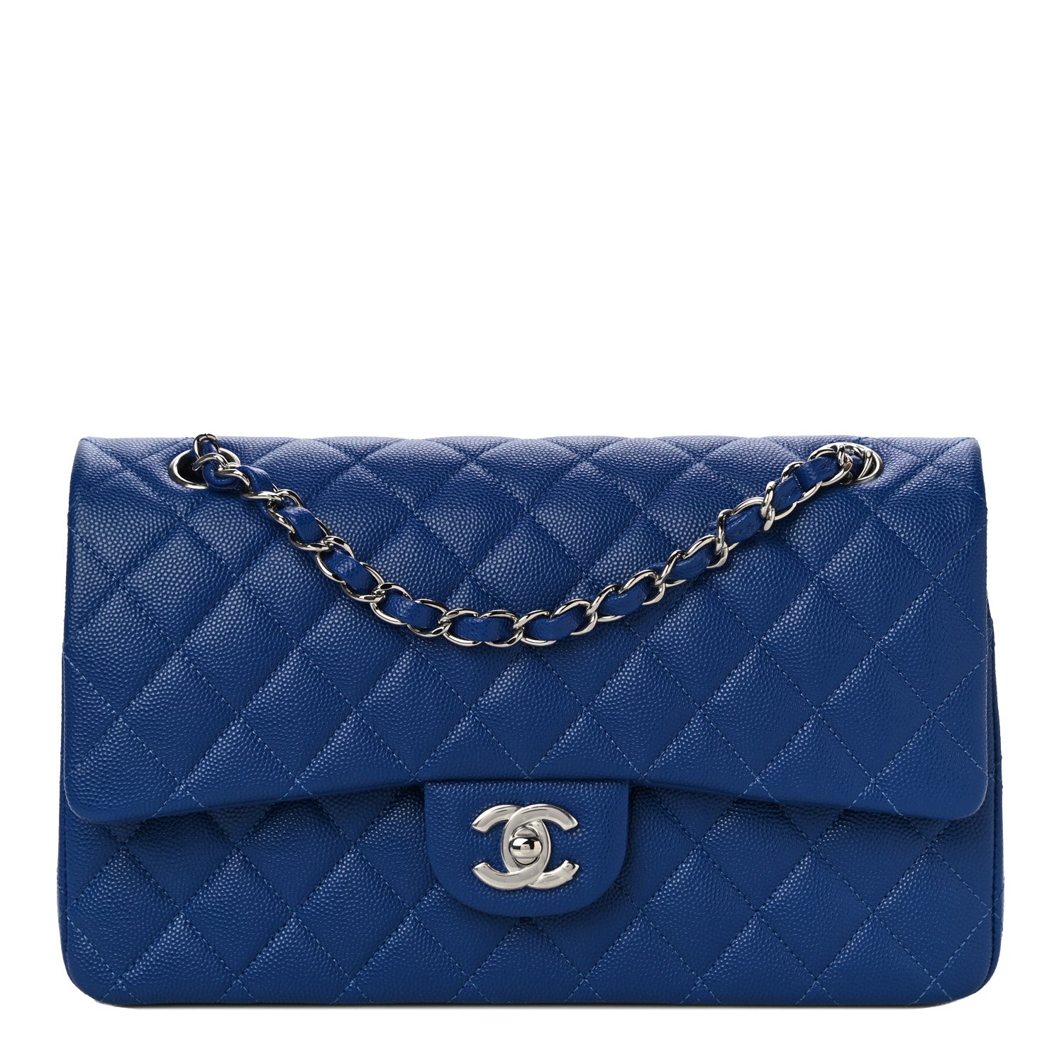 Chanel Caviar Quilted Medium Double Flap Blue 1 of 10