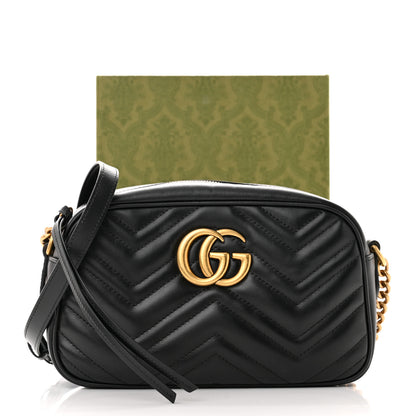 Gucci Calfskin Matelasse Small GG Marmont Chain Shoulder Bag Black 11 of 11