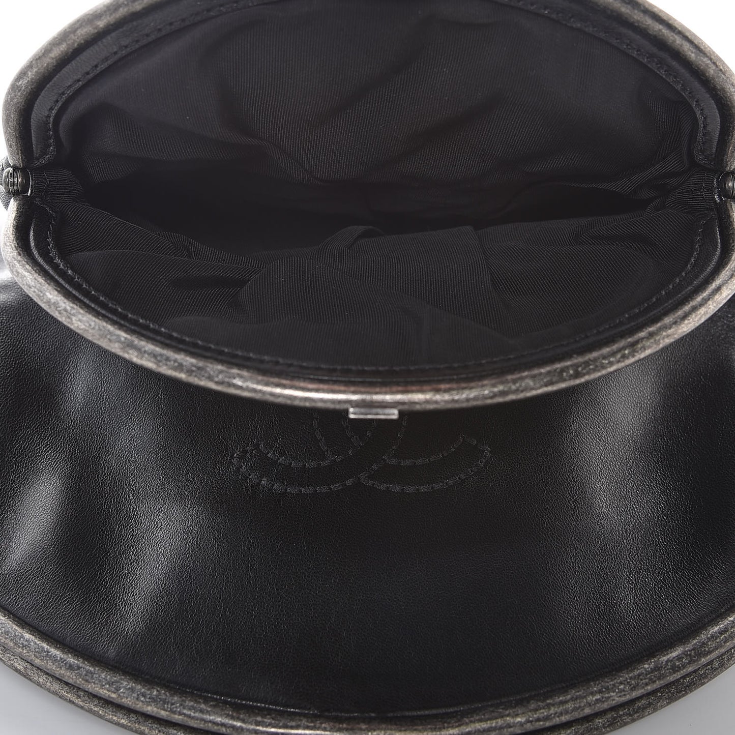 Lambskin Quilted Frame Clasp Flap Clutch Black