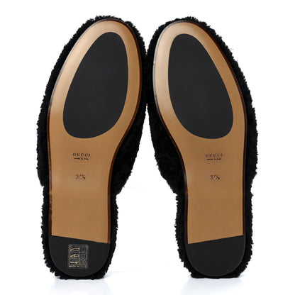 Gucci Shearling Interlocking G Womens Eileen Slippers 37.5 Black Butterscotch 5 of 8