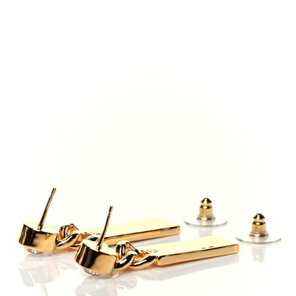 Chanel Crystal Tag Drop Earrings Gold 3 of 5