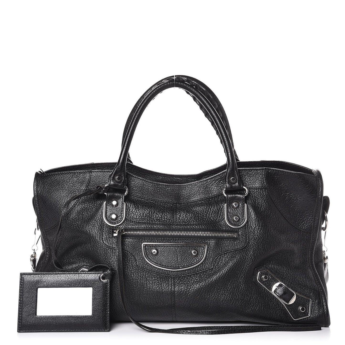 Chevre Silver Metallic Edge Hardware Part Time Black