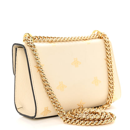 Gucci Grained Calfskin Bee Star Small Padlock Shoulder Bag White 3 of 12