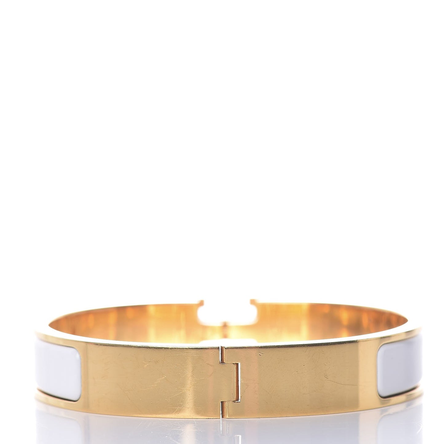 Enamel Narrow Clic Clac H Bracelet GM White