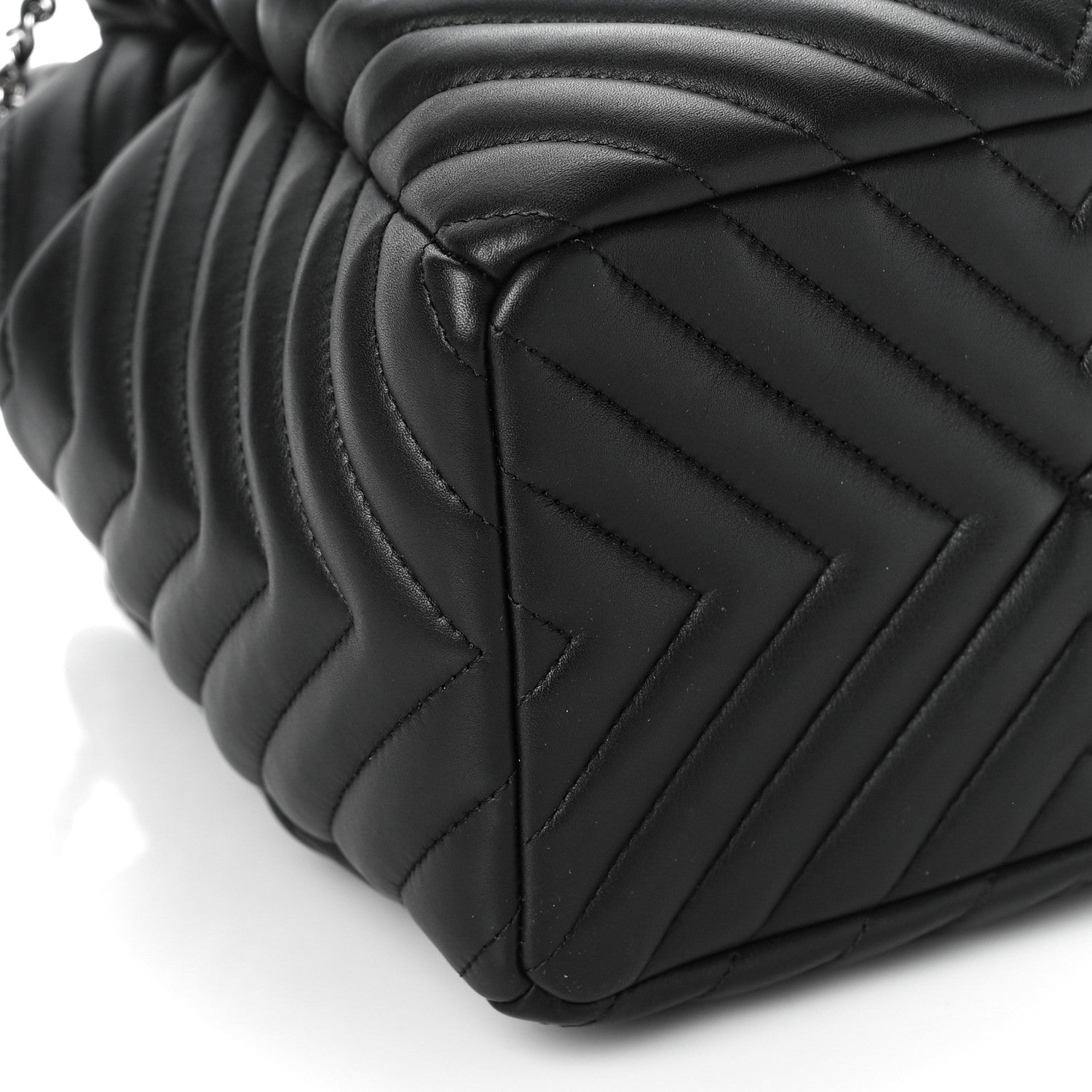 Chanel Lambskin Chevron Small Urban Spirit Drawstring Bag Black 7 of 8