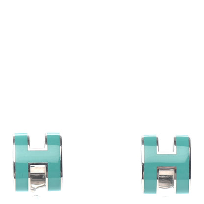 Hermes Palladium Lacquered Pop H Earrings Emerald 1 of 3