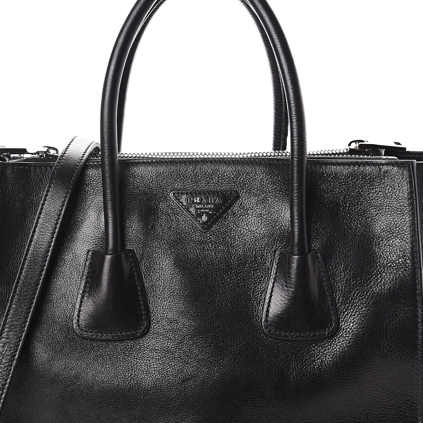 Glace Calf Twin Pocket Tote Black