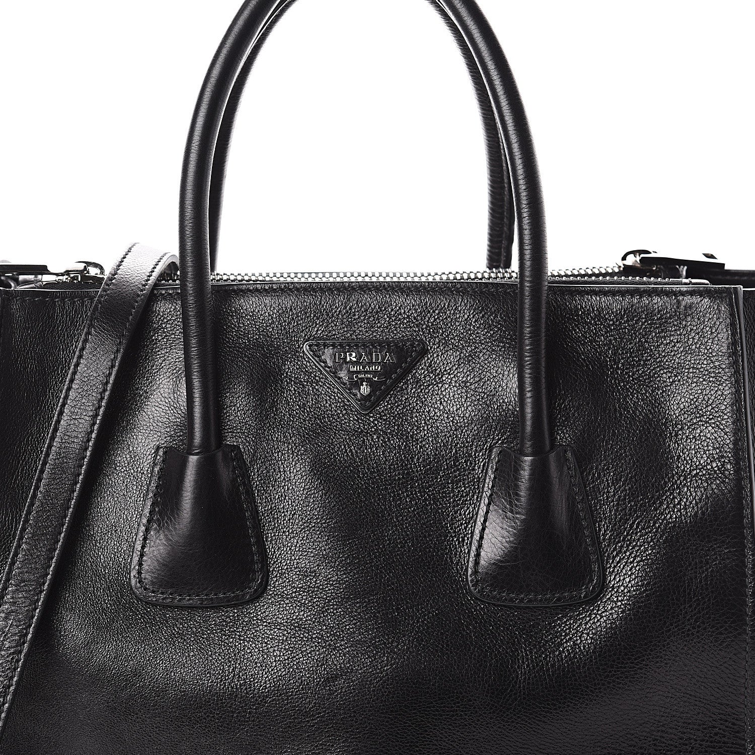 Prada Glace Calf Twin Pocket Tote Black 6 of 8