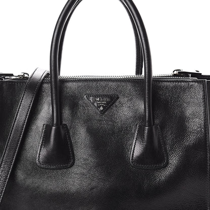 Prada Glace Calf Twin Pocket Tote Black 6 of 8