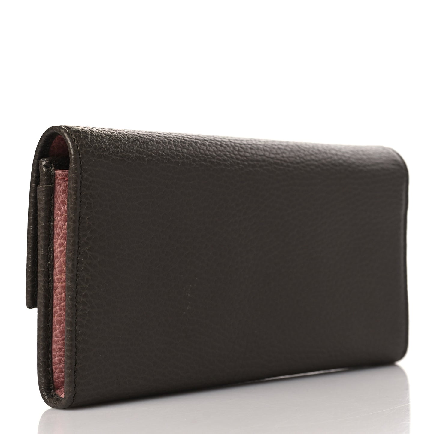 Dollar Calfskin Bi-Color Swing Continental Wallet Grey Field Soft Pink