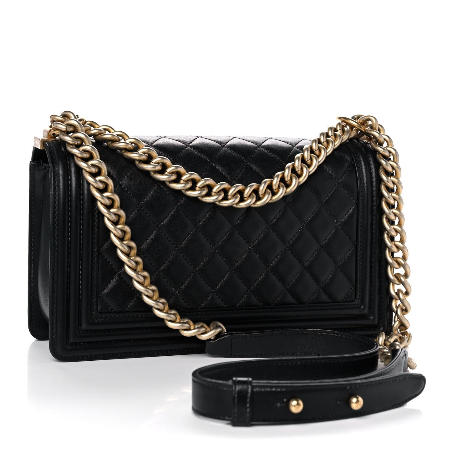Lambskin Quilted Medium Boy Flap Black