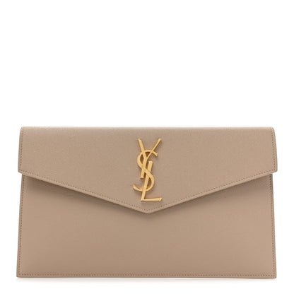Saint Laurent Grain De Poudre Uptown Pouch Dark Beige 1 of 9