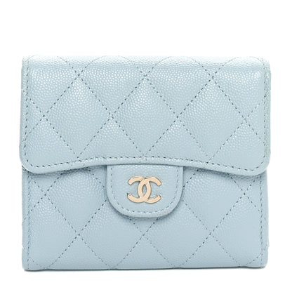 Chanel Caviar Quilted Compact Flap Wallet Light Blue 1 of 9