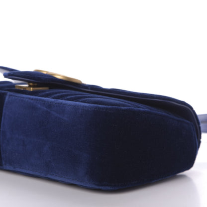 Gucci Velvet Matelasse Small GG Marmont Shoulder Bag Cobalt Blue 7 of 9