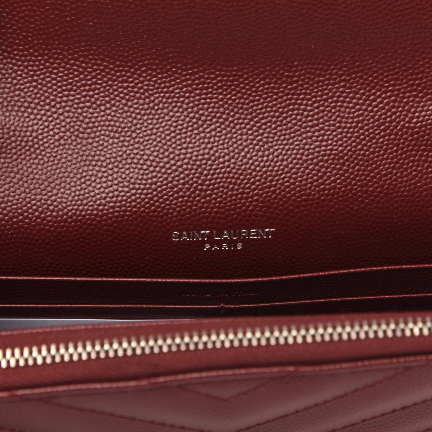 Saint Laurent Grain De Poudre Matelasse Chevron Monogram Envelope Chain Wallet Palissandre 6 of 8