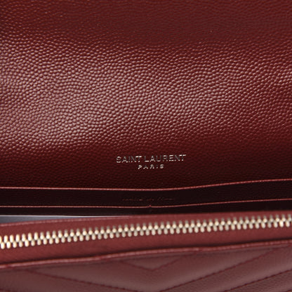 Saint Laurent Grain De Poudre Matelasse Chevron Monogram Envelope Chain Wallet Palissandre 6 of 8
