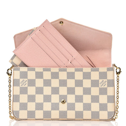 Louis Vuitton Damier Azur Pochette Felicie Chain Wallet Rose Ballerine 6 of 12