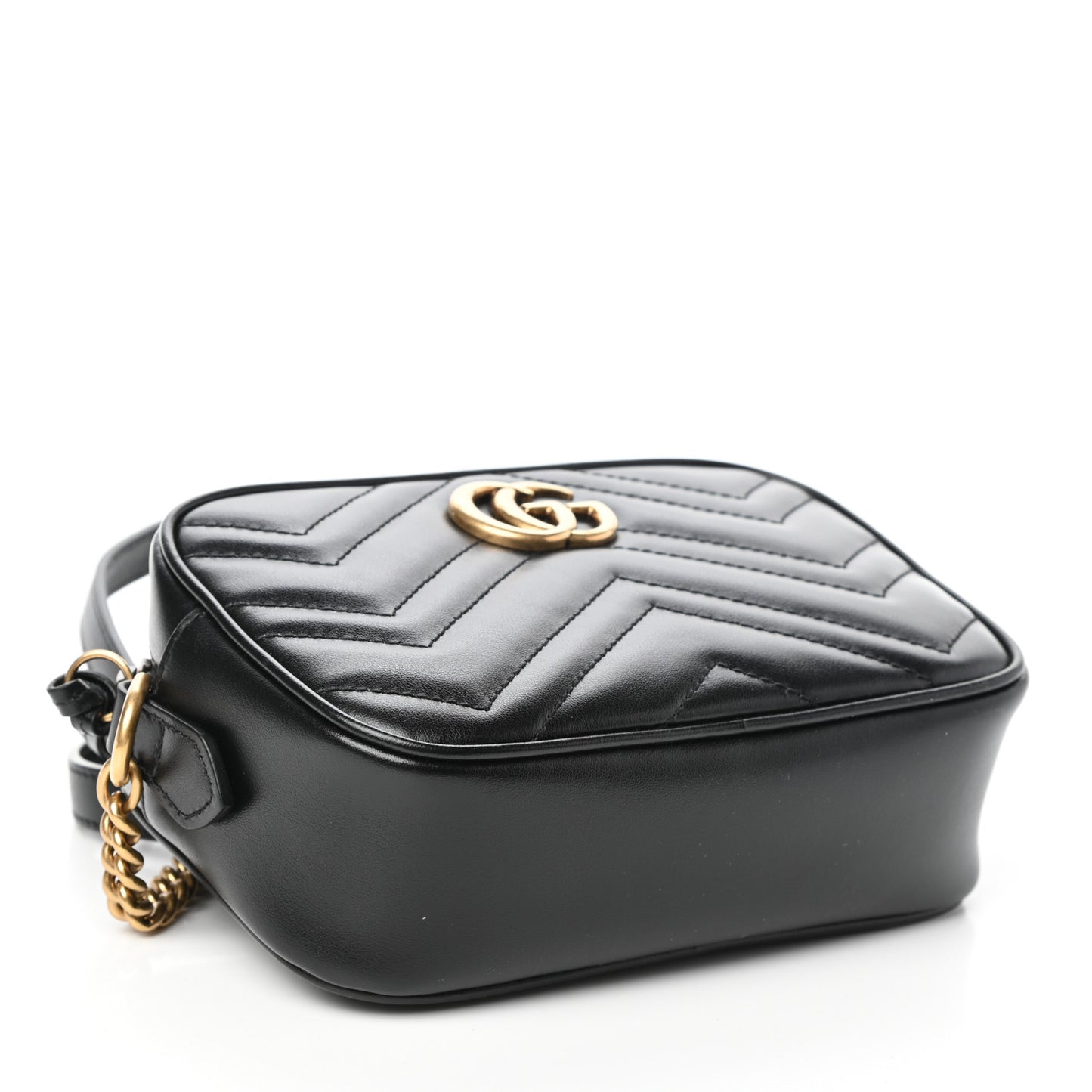 Calfskin Matelasse Mini GG Marmont Chain Shoulder Bag Black