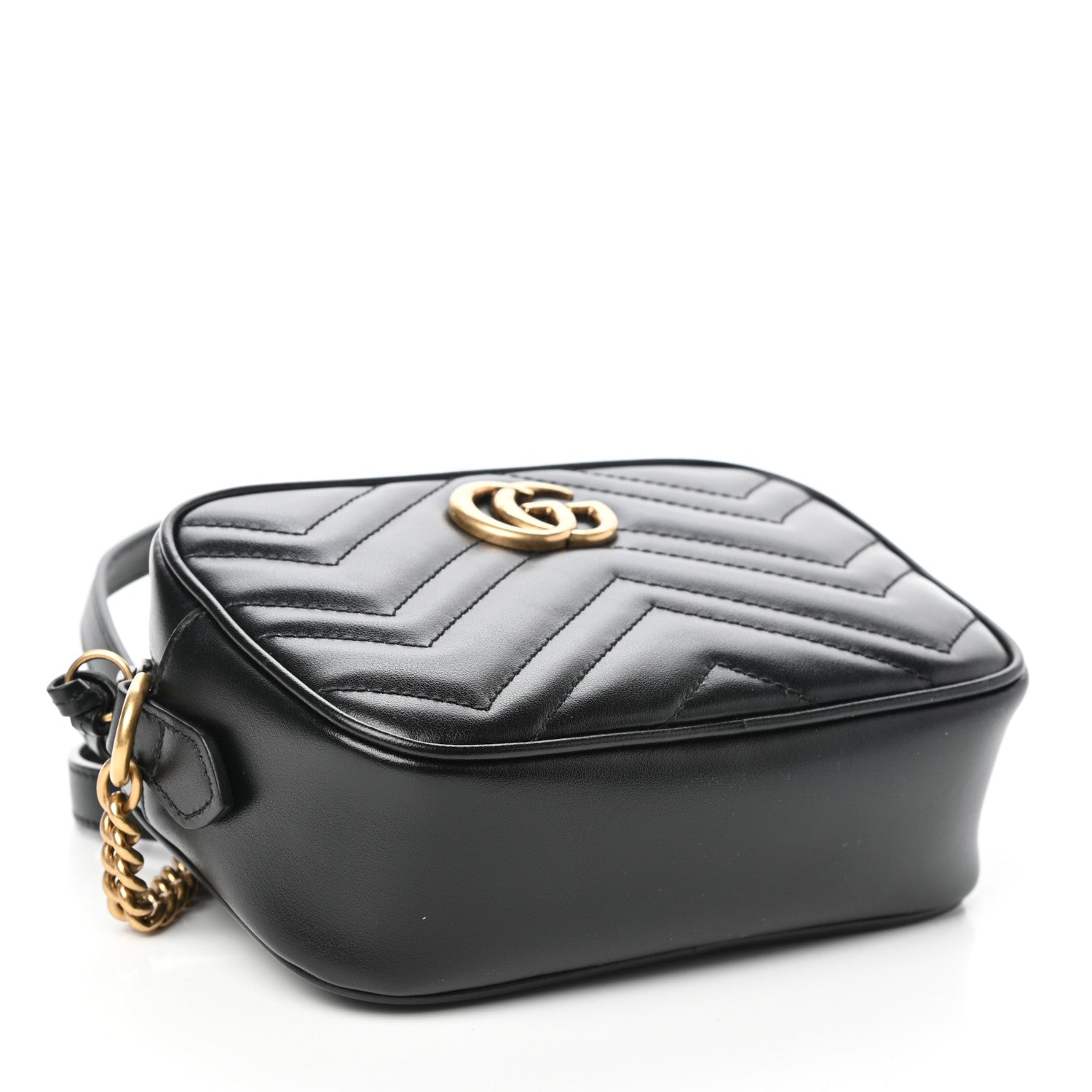 Gucci Calfskin Matelasse Mini GG Marmont Chain Shoulder Bag Black 4 of 9
