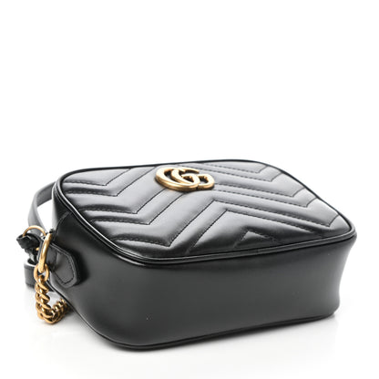 Gucci Calfskin Matelasse Mini GG Marmont Chain Shoulder Bag Black 4 of 9