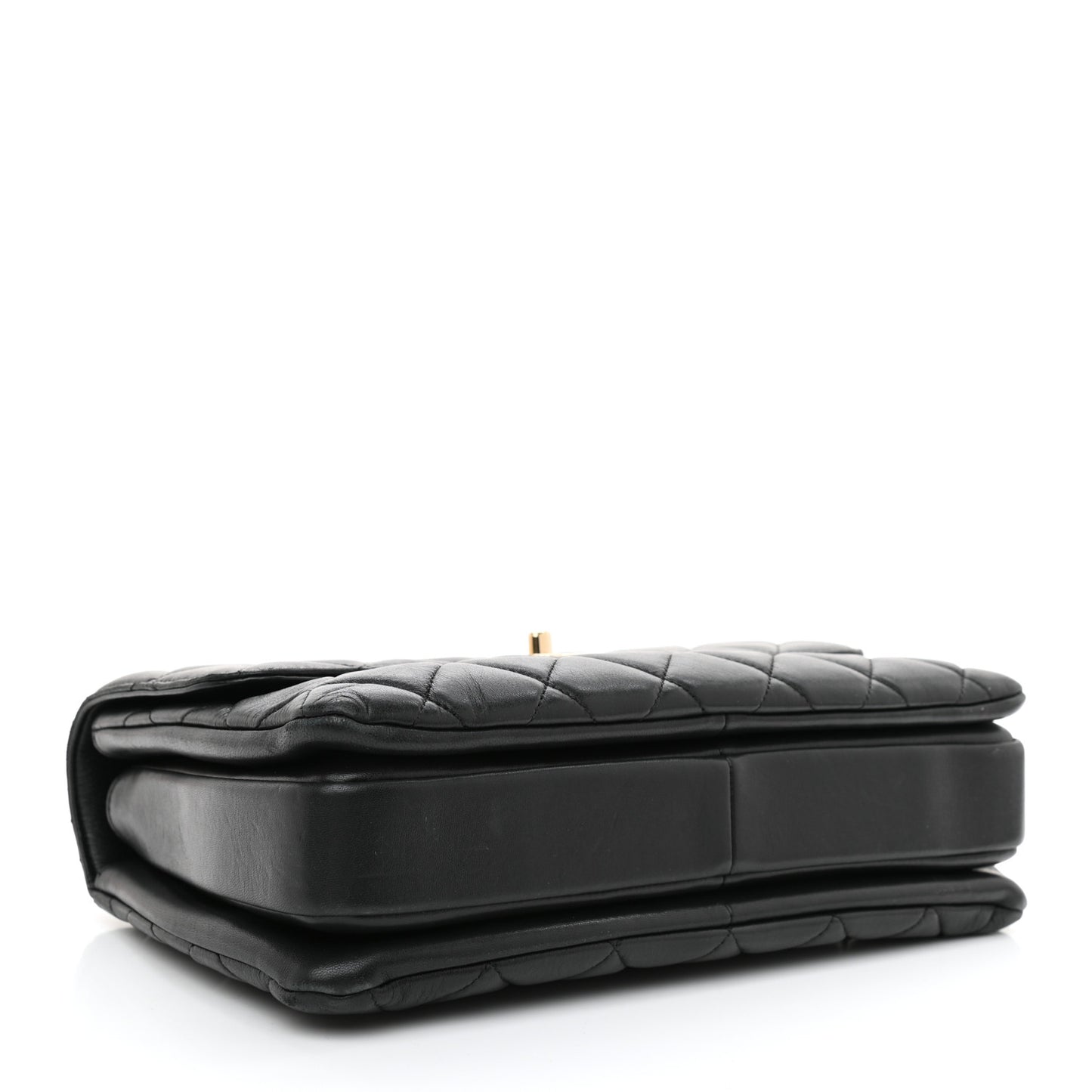 Lambskin Quilted Medium Trendy CC Flap Dual Handle Bag Black