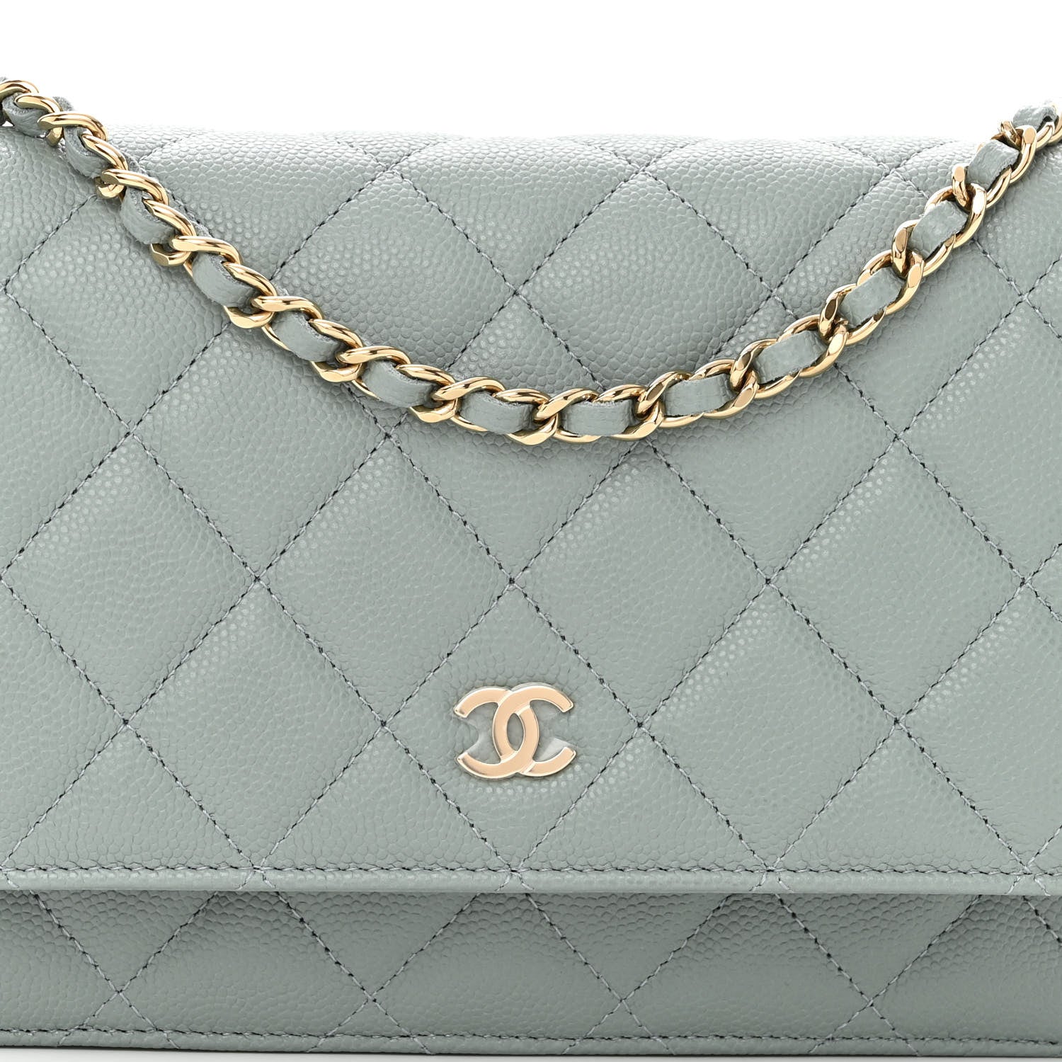 Chanel Caviar Quilted Wallet On Chain WOC Light Gray 9 of 11