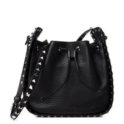 Valentino Garavani Grained Calfskin Rockstud Bucket Bag Black 1 of 5