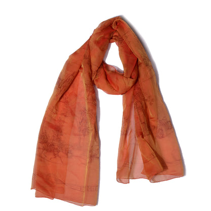Hermes Silk Mousseline Toile de Shawl Scarf Orange 1 of 6