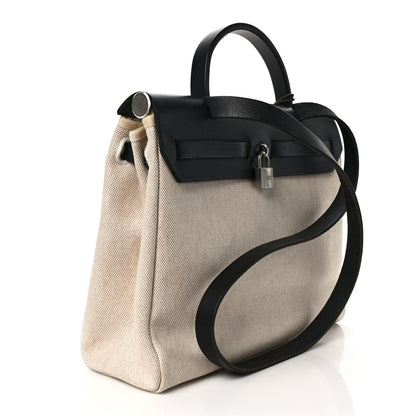 Hermes Toile Vache Calfskin Herbag 30 PM Ficelle Black 4 of 10