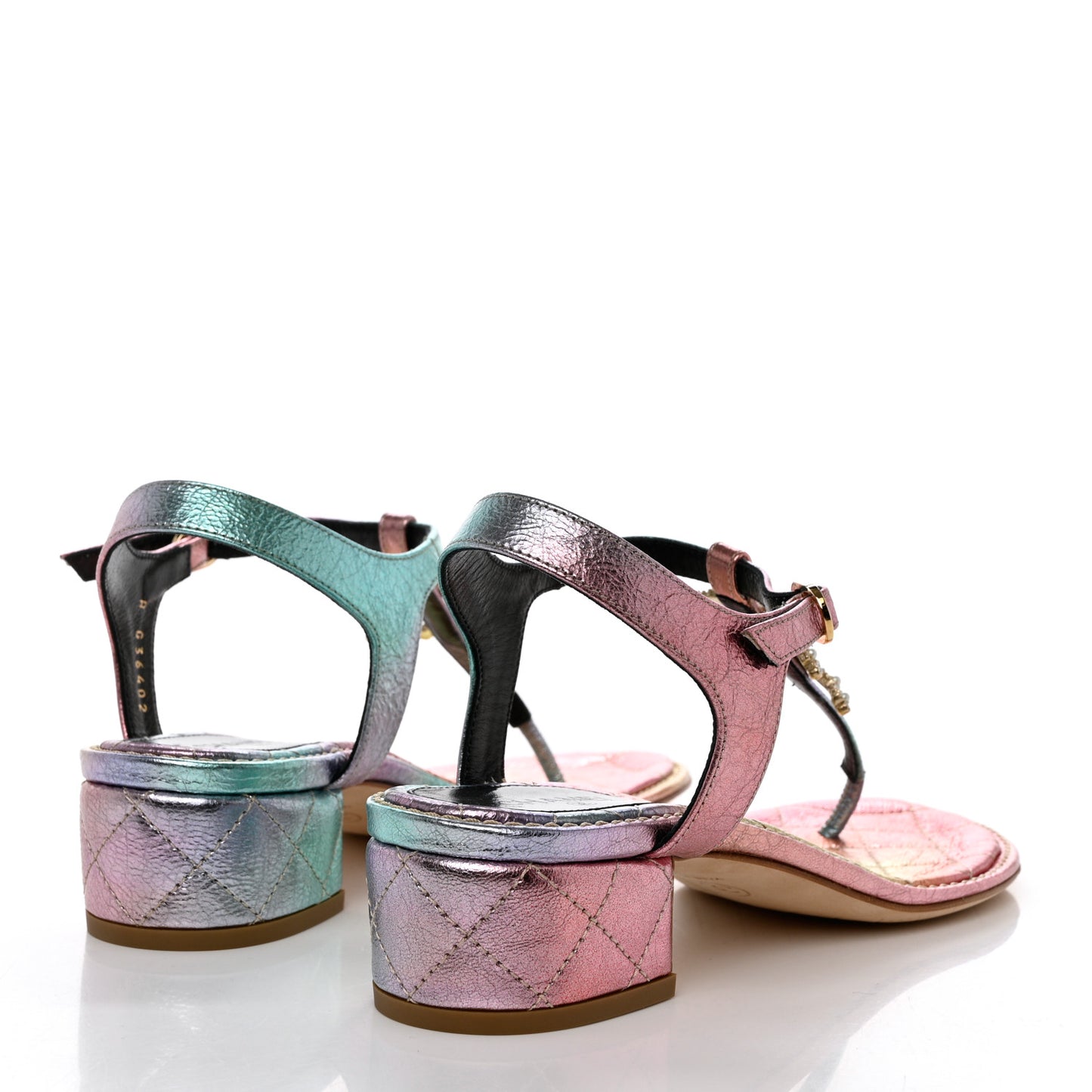 Goatskin Fantasy CC Pearl Thong Sandals 39 Multicolor