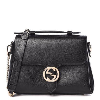 Gucci Dollar Calfskin Interlocking G Top Handle Shoulder Bag Black 1 of 9
