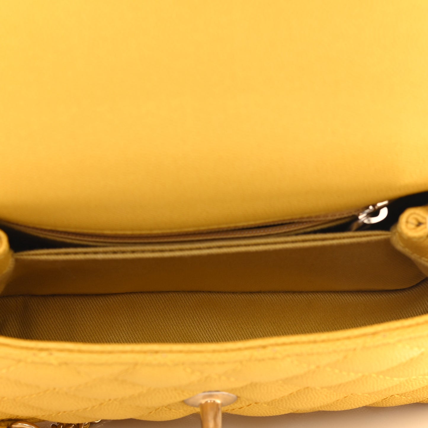Caviar Quilted Mini Coco Handle Flap Yellow