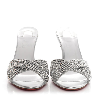 Christian Louboutin Suede Metallic Kid Lambskin Strass Mariza Is Back 85 Sandals 39 Silver 2 of 8